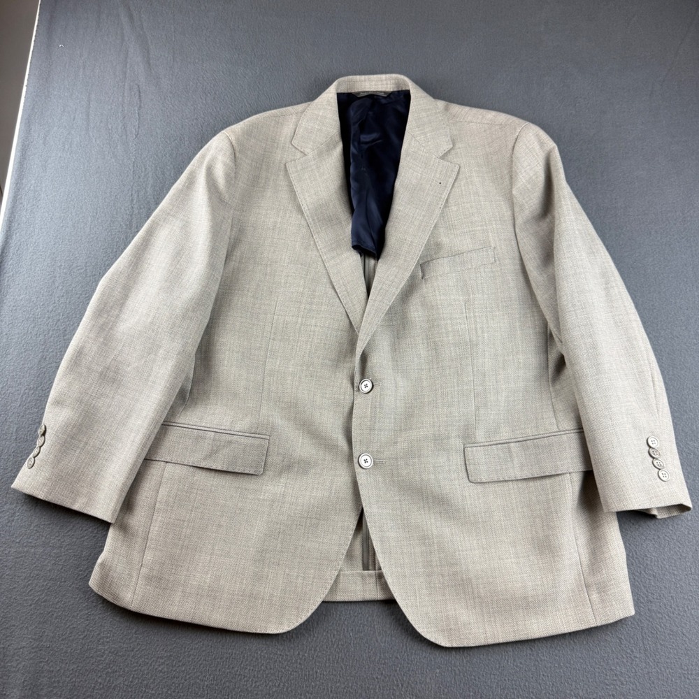 Jack Victor Blazer Mens 46S Beige 100% Wool Elite Mark SPJ Two Button Sport Coat